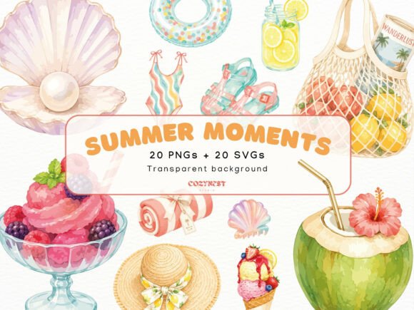 Download Summer Watercolor Cliparts, Vacation PNG - Summer Collection