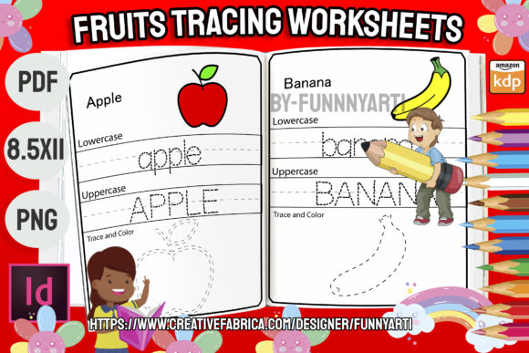 Download Fruits Tracing Worksheets Vol 1 - Premium Bundle